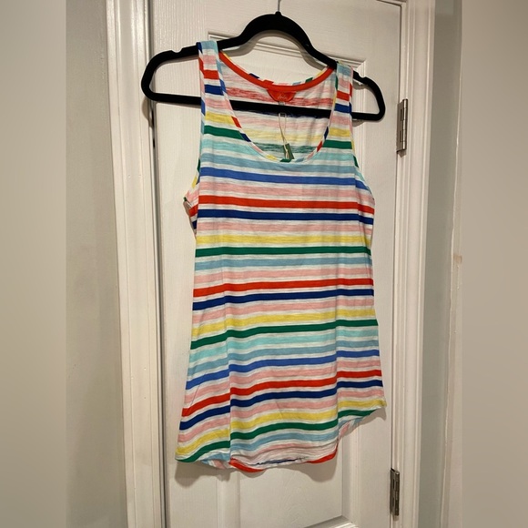 NWT Joules Colorful Rainbow Stripe Cotton Scoop Neck Bunny Tank Top Size 6 - Picture 3 of 10